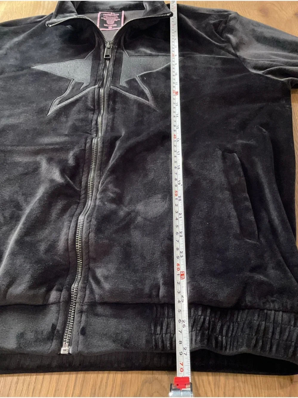 Jeffree Star Black Velour Zip-Up Jacket with Star Detail Large